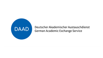 The DAAD logo features a blue circle with the acronym "DAAD" in white text. Below, the full name "Deutscher Akademischer Austauschdienst" and "German Academic Exchange Service" are displayed in black text.