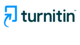 Logo von Turnitin, einem Plagiatserkennungsdienst, dargestellt in blauer Schrift mit einem stilisierten Pfeil.