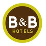 Logo von B&B Hotels mit einem runden Design in Braun und Grün, das die Buchstaben "B & B" in Weiß und das Wort "HOTELS" in Gelb zeigt.