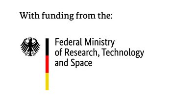 With the support of the Federal Ministry of Education and Research, Technology, and Space. The logo features the Federal Eagle and the colors of the German flag.