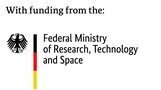 Mit Förderung des Bundesministeriums für Bildung und Forschung, Technologie und Raumfahrt. Das Logo zeigt den Bundesadler und die Farben der deutschen Flagge.