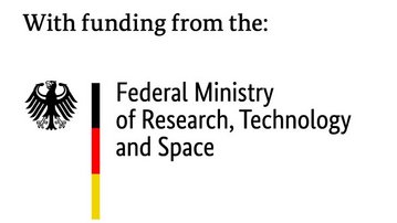 With the support of the Federal Ministry of Education and Research, Technology, and Space. The logo features the Federal Eagle and the colors of the German flag.