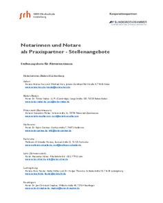 Stellenangebote für Abiturienten bei Notaren in Baden-Württemberg, einschließlich Kontaktdaten und Standorte.