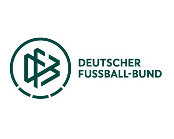 Logo des Deutschen Fußball-Bundes (DFB) mit stilisierten Buchstaben und einem kreisförmigen Design.