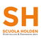 Logo of the Scuola Holden, featuring the letters 'SH' in orange and the text 'Storytelling & Performing Arts' in black.