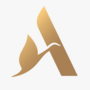 Goldenes Logo mit einem stilisierten "A" und einer Feder, darunter der Schriftzug "ACCOR".
