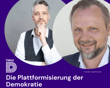 Mitmacht 2026 Workshop-Ankündigung über die Plattformisierung der Demokratie, mit den Sprechern Jörg Plichta und Björn Faktor B.
