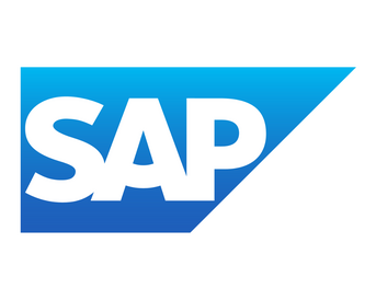 Logo von SAP in Blau und Weiß, bestehend aus den Buchstaben "SAP" und einem blauen Dreieck im Hintergrund.